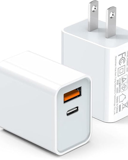 LCGENS USB C Wall Charger Block 20W, 2-Pack Dual Port PD Power Delivery Fast Type C Charging Block Plug Compatible with iPhone 11/12/13/14/15/16/17 Pro Max, XS/XR/X, Ipad Pro, Samsung Galaxy