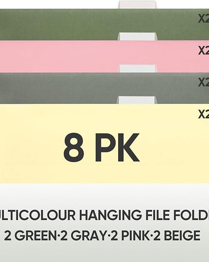 BALEINE 8PK Hanging File Folders, Legal Size Hanging Folders with 1/5-Cut Tabs for Filing Cabinets, File Boxes (8PK, Legal Size)