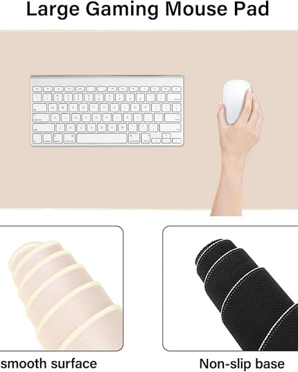 MOSISO Keyboard Mouse Pad Set, Large Gaming Mouse Pad&Rectangular Keyboard Wrist Rest&Mousepad with Wrist Rest&Coaster, Ergonomic Non-Slip&Easy Typing Pad with Curved Silicone Lining, Apricot