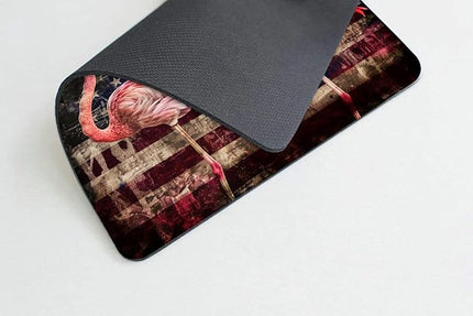 Square Mouse Pad Pink Flamingos with National Flag -4,Gaming Mouse Pads for Desk,Soft Computer Waterproof Non-Slip Mouse Mat