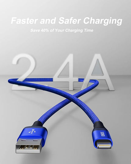iPhone Charger Cable 6FT, USB to Lightning Cable 3Pack Braided USB iPhone Charger Fast Charging Cable iPhone Cord Compatible with iPhone 14/13/12/11/Pro/Max/Mini/X/Plus/8/7/6/5S/SE/Plus/iPad and More