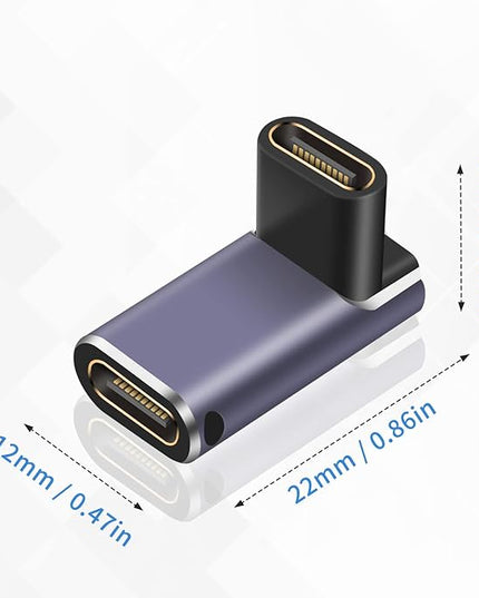 Poyiccot USB C Coupler 240W, USB C Female to Female Adapter, 90 Degree Type C Extender Coupler Supports 40Gbps Data Transfer & 8K Video Output for Thunderbolt 4/3 iPad, MacBook, 2-Pack