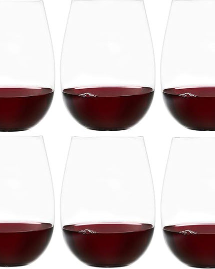 Improved Design of Our 2017 New York Times Best Stemless Glass – Set of 6 European-Made Stemless Wine Glasses, Reinforced Base for Added Stability & Premium Feel, Dishwasher-Safe, Lead-Free, 17 oz.