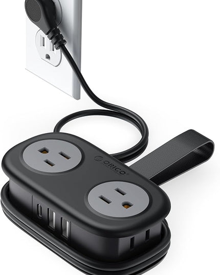 Travel Power Strip, ORICO 4 Outlets 3 USB Ports (1 USB C) with 4FT Wrapped Short Extension Cord Small Power Strip, Compact for Hotel Travel Essentials Cruise Approved-AP3