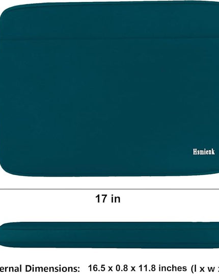 Laptop Sleeve Case 17 Inch, Shockproof Protective Notebook Case with Accessory Pocket, Briefcase Carrying Bag Compatible with 17-17.3 Inch Laptop, Computer, Notebook, Cyan Color