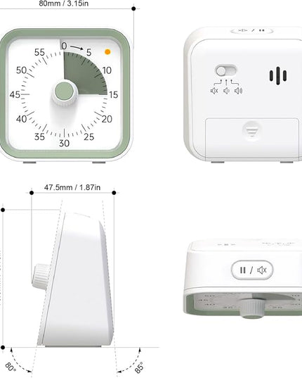 InfPokid Visual Timer for Kids with Pause Function, 60 Minute Countdown Timer for Kids Desk Study, Teaching, Kitchen Cooking, Office Meetings, Time Management for ADHD (White)