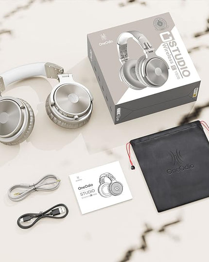 OneOdio Bluetooth Over Ear Headphones, 110 Hrs Wireless/Wired Stereo Sound Foldable Headsets with Deep Bass 50mm Neodymium Drivers for PC/Phone/Tablet - Studio Wireless Pro C, Champagne Gold