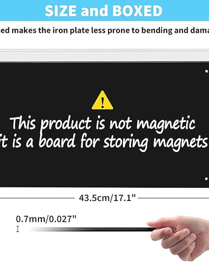 2Pack Magnetic Board,17.1" x 11.8" Magnet Display,for Magnets and Bulletin Board,Suitable for Wall, Refrigerator, Compartment, Cabinet etc,Comes with Dual Lock Tape for Easy Hanging (Black