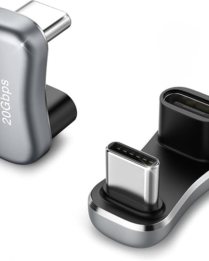 MoKo 180 Degree USB C Adapter 2 Pack, U Shape USB-C Male to USB-C Female Adapter Connector with PD 140W/20 Gbps, USB-C 180 Angle Extender Adapter for Steam Deck, Switch, Laptop, Tablet, Phone