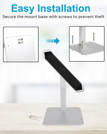 GDZN Anti-Theft Tablet Kiosk Stand with Lock, [Aluminum Arm] Desk Security POS Tablet Stand for Retail/Commercial/Trade Show, Heavy Duty Adjustable iPad Mount for iPad Pro, Galaxy tab, 9-14" Devices