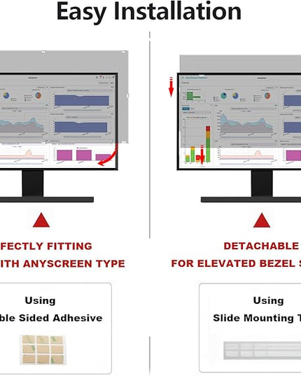 Pozlle 23.6 Inch Computer Privacy Screen Shield [2 Pack] for 16:9 Widescreen Desktop Monitor - Anti-Glare Blue Light Privacy Filter and Anti Spy Privacy Screen Protector Film