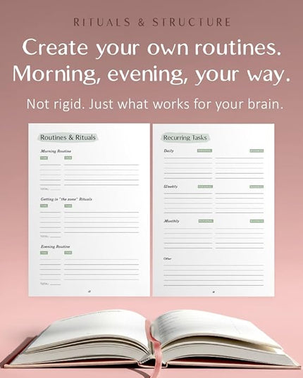 The ADHD Planner for Adults - Undated Daily & Weekly ADHD Journal for Disorganized People, 90 Days - Habit Tracker, Record Emotions & Mood - Academic Goals - Structure & Focus for Adults Brains