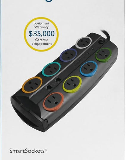 Kensington SmartSockets 8-Outlet, 8-Foot Cord, & 2490 Joules Standard Surge Protector (K62690NA)