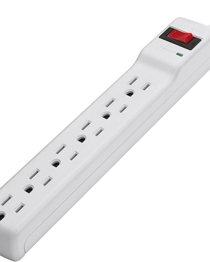 Belkin Power Strip Surge Protector - 6 AC Multiple Outlets, 2 ft Long Heavy Duty Metal Extension Cord for Home, Office, Travel, Computer Desktop & Phone Charging Brick - 200 Joules, White (2 Pack)