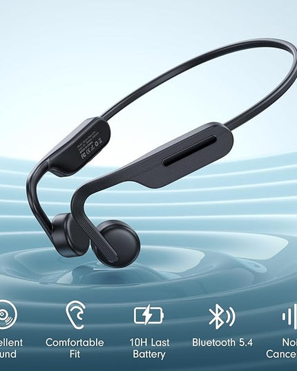 Bone Conduction Headphones, Open Ear Headphones Bluetooth 5.4 with Mic, Wireless Running Headphones 10H Playtime, Waterproof Sport Earbuds Suitable for Cycling, Outdoor Sports