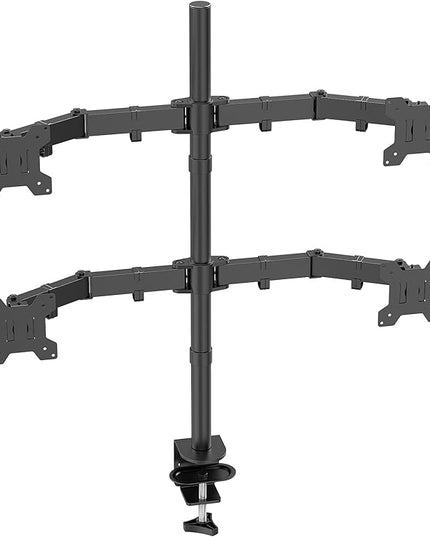 Quad Monitor Desk Mount Heavy Duty Adjustable Monitor Stand for 13"-27" Screen,Computer Mount for Desk Holds Up to 22lbs with C Clamp/Grommet Base