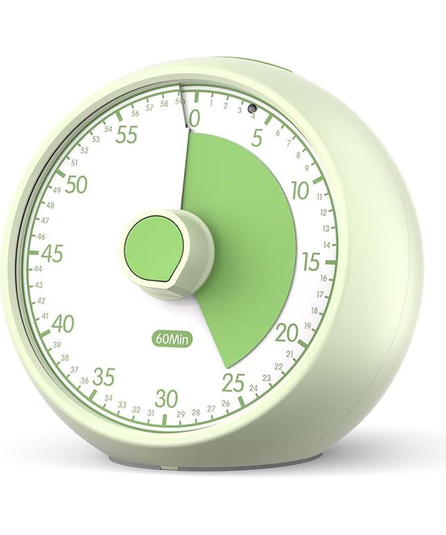 Visual Timer for Kids 60-Minute Countdown Timer with Optional Alarm, Focus Tool for ADHD & Autism, Time Management for Homework, Chores, Office, Kitchen, Teaching & Study Routines (Light Green)