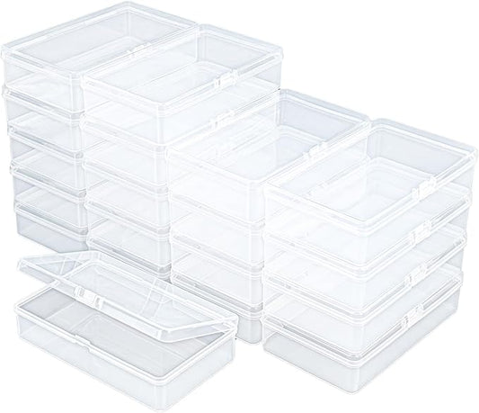 19 Pack Rectangular Clear Plastic Storage Containers Box with Hinged Lid for Beads and Other Small Craft Items (5.7 x 3.35 x 1.38 inch)