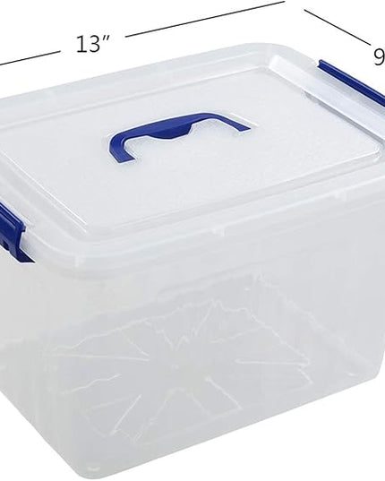 10 L Clear Plastic Storage Box, Latch Storage Box with Handle, 6-Pack