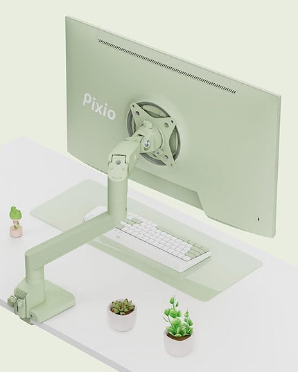 Pixio PS1S Wave Mint Green Single Monitor Arm Stand Desk Mount - Fits up to 32 inches Monitors and up to 19.8lbs. VESA Compatibility and Integrated Cable Management