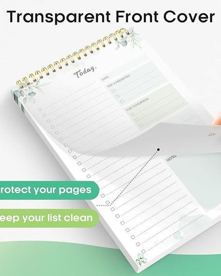 Taja To Do List Notepad - To Do List Notebook for Work with 52 Sheets, 9.8" x 6.5", Undated Daily Planner Perfect for Daily Tasks and Goal Setting, Notepad Suitable for Office, Home & School - Nature