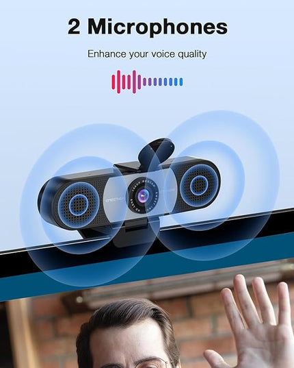 EMEET 1080P Webcam, C960 Web Camera with 2 Noise-Cancelling Microphones & Privacy Cover, 90° FOV Computer Camera, Plug & Play USB Webcam for Calls/Conference, Zoom/Skype/YouTube, Laptop/Desktop, Grey