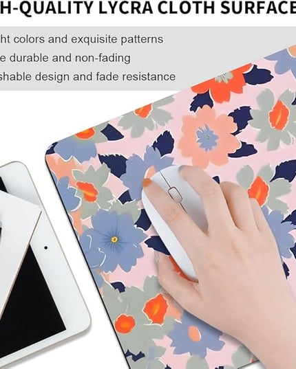 Field of Flowers Pastel Floral Square Mouse pad, Texture, Waterproof, Anti Slip Rubber Base, Computer Mouse pad, Laptop Mouse pad