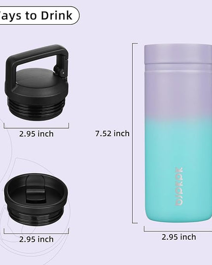 BJPKPK Insulated Water Bottle with 2 Lids,20 oz Double Wall Stainless Steel Vacuum Tumbler Travel Coffee Mug,Wide Mouth Thermal Cup,Lavender Green