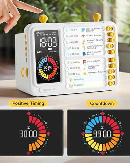 Electronic Visual Timer with Planning Board Pen Holder for Kids - 99 Mins Countdown Timer, Dry Erase Task Board, Daily Schedule & Chore Chart - Time Management & Goal Setting Tool for Home, Classroom