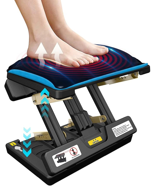 Foldable Foot Rest, Computer Foot Rest Under Desk, 12Modes Adjustable Ergonomic for Office, Loading Capacity 80 pounds, Removable Soft Cloth Pad, Yellow