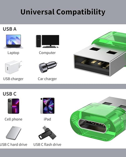 USB to USB-C Adapter 10 Pack, Type C Female to USB Male Power Charger Converter, C to USBA Adapter Compatible for MagSafe Apple Watch Series/SE/Ultra 2 iPhone 15/16/17 Plus Pro Max AirPods Pro