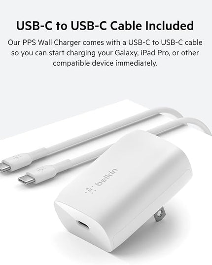 Belkin USB C Charger Block 30W (2 Pack) - Fast Charging - Apple iPhone 17, Air, Pro, Pro Max, Samsung Galaxy S25, iPad, AirPods, Apple Watch, Nintendo Switch 2 & More - White