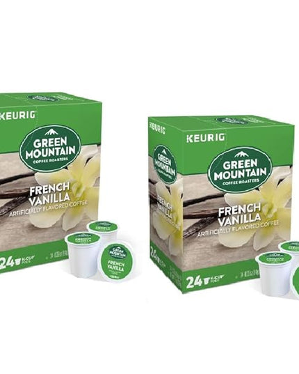 Green Mountain Coffee, French Vanilla, Single-Serve Keurig K-Cup Pods, Light Roast Coffee, 48 Count (2 Boxes of 24 Pods)