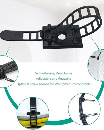 200 Pieces Cable Management Desk Wire Organizer Cable Ties Zip Ties Adhesive Cord Clips Cord Keeper Desk Wire Management