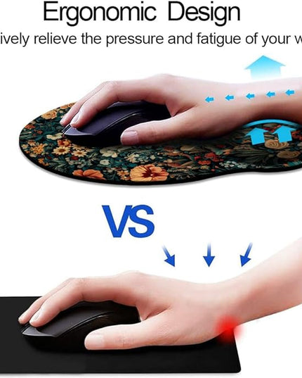 Ergonomic Mouse Pad with Wrist Support,Mouse Pad with Wrist Rest,Relieve Wrist Pain Mousepad Non-Slip Rubber Base,Mouse Pads for Desk,Computers,Laptop,Office,Home,Accessories Retro Flowers