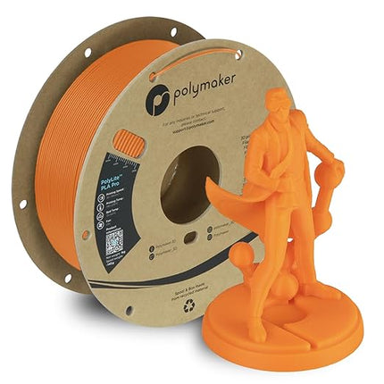 Polymaker PLA PRO Filament 1.75mm Orange, Powerful PLA Filament 1.75mm 3D Printer Filament 1kg - PolyLite 1.75 PLA Filament PRO Tough & High Rigidity 3D Printing PLA Filament Orange