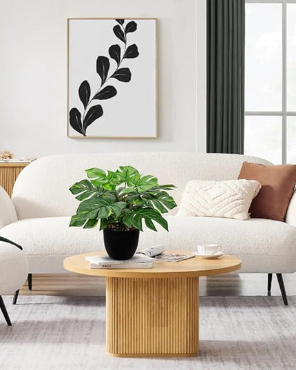 Hollyone Artificial Monstera Plant Faux Monstera Plant Potted Fake Tropical Plants in Black Pot for Indoor Outdoor Home Desk Office Garden Farmhouse Decoration