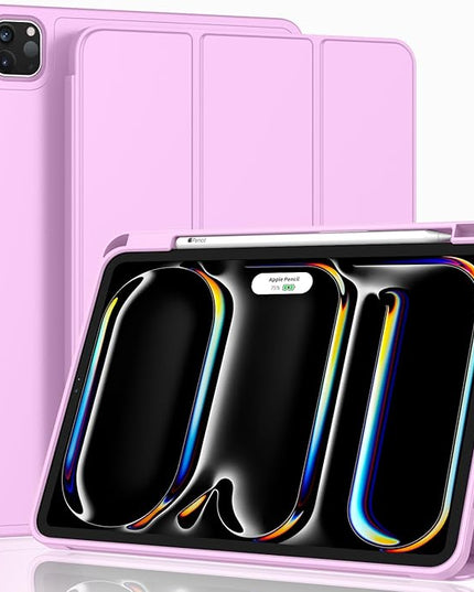 ZryXal iPad Pro 11 Inch Case (M5) 2025/ (M4) 2024 (Model: A2836/A2837/A3006), Trifold Stand Smart Cover with Pencil Holder and Soft TPU Back, Auto Wake/Sleep (Pastel Violet)