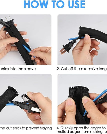 Dog and Cat Cord Protector – Pet-Proof Cable Guard for Wires and Cords – Prevents Pets from Chewing and Damaging Cables – Flexible & Durable – 20ft, 3/8in Diameter, Black (Self-Sealing Design)