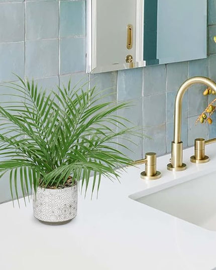 Hollyone Large Artificial Potted Plants Fake Palm Plants 16" Faux Tropical Palm Plant Tree in Ceramic Pots Bohemian for Home Room Office House Indoor Decoration