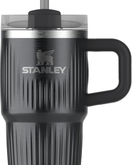 STANLEY Quencher H2.0 Tumbler with Handle and Straw 20 oz | Flowstate 3-Position Lid | Cup Holder Compatible for Travel | Insulated Stainless Steel Cup | BPA-Free | Fluted Black