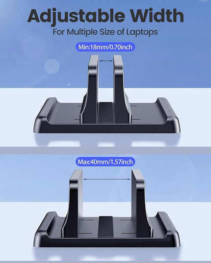 Vaydeer Vertical Laptop Stand Holder Organizer Plastic Adjustable Desktop Notebook Dock Space-Saving 3 in 1 for All MacBook Pro Air,Mac,HP,Dell,Microsoft Surface,Lenovo,up to 17.3 inches (Black)