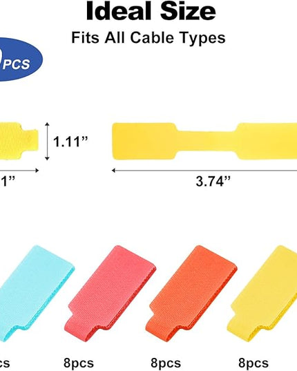 40 Pack Cable Labels Tags, Multi-Color Write On Wire Cord Tags and Charger Labels Waterproof for Cable Management and Identification Electronics (Rectangular)