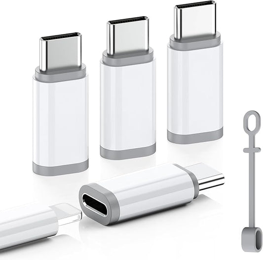 Lightning to USB C Adapter 4 Pack, Fast Charging & Data Sync for iPhone 15/16/17 Pro/Pro Max, Charger Adapter Accessory (Not for Audio/OTG)-White