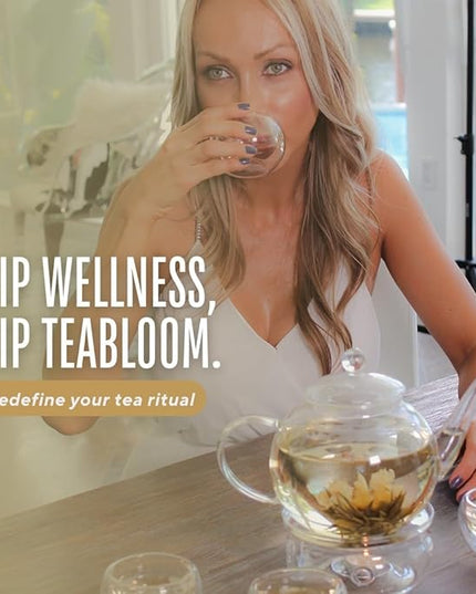 Teabloom Wellness Tea Collection – Fruit & Herbal Assortment with 12 Plant-Based Pyramid Sachets, Organic Ingredients, Elegant Presentation Box, Thoughtful Gift for Tea Lovers