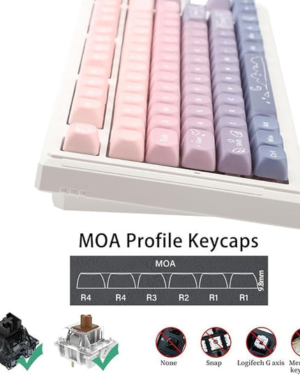 134Keys PBT Keycaps MOA Profile Key Cap for Cherry Gateron MX Switches Mechanical Keyboards Key caps (Taro Purple)