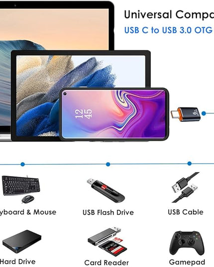 USB to USB C Adapter 4 Pack, USB A 3.0 Female to USB C Male OTG Adapter x2, Type C Female to USB Male Adapter x2, Compatible with MacBook, iPhone 15/16, Samsung Galaxy, Smartphones,Tablets,Laptops