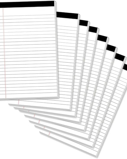 Legal Pads 5 x 8 Inch Notepad, 8 Pack Note Pads College Ruled Perforated Memo Pad for Work Study Daily Note Taking List, Lined Writing Pads Memo Refills Notepads for Office Home School, 30 Sheet/Pad