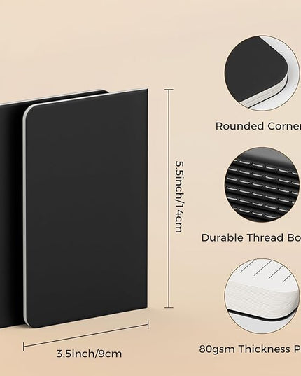 Lined Pocket Notebooks, 20 Pack Small Notebook Bulk, 3.5x5.5 inch, A6 Size Thick 80GSM College Ruled Paper, Black Cover Mini Journal for Men, Women, Journaling & Business Notes