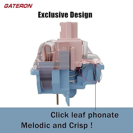 GATERON Melodic Switches for MX Mechanical Keyboard, 5-pin 60gf Clicky/Pre-lubed/Stable stem/Crisp Sound/Accurate triggering Switches (Melodic,108Pcs)